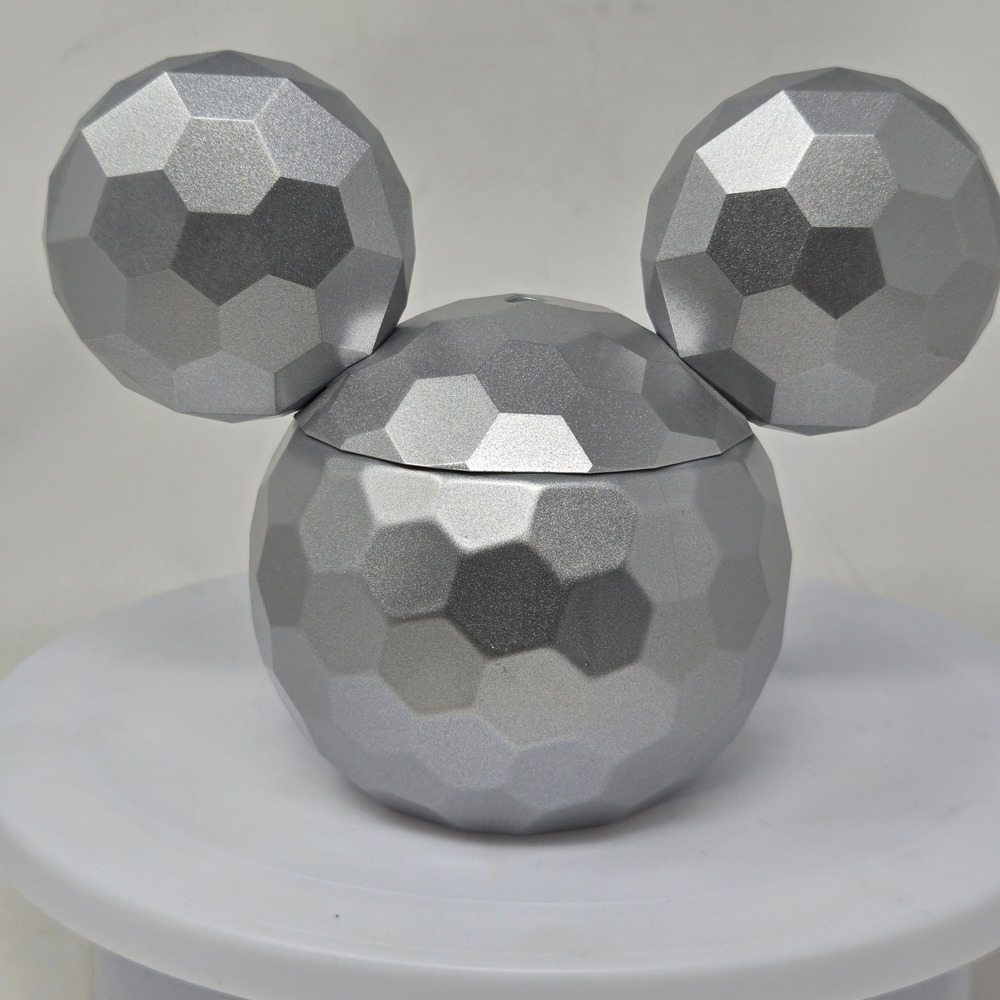 Disney Parks Mickey Mouse Spaceship Earth Silver Geometric Faceted Container